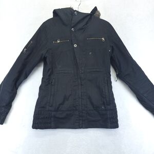 Burton Jacket Lush Dry Ride Faux Fur Hooded Snowboarding Black Women Size Small